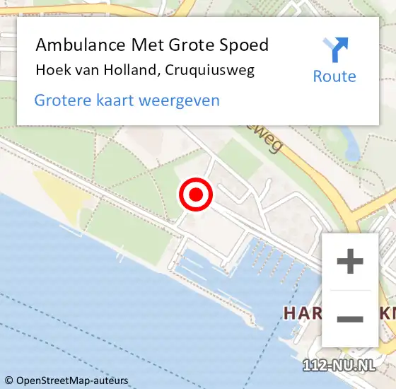 Locatie op kaart van de 112 melding: Ambulance Met Grote Spoed Naar Hoek van Holland, Cruquiusweg op 28 januari 2015 21:17