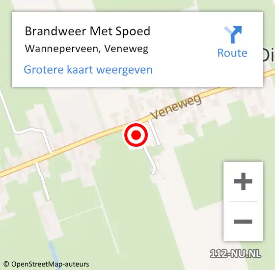 Locatie op kaart van de 112 melding: Brandweer Met Spoed Naar Wanneperveen, Veneweg op 28 oktober 2013 13:11