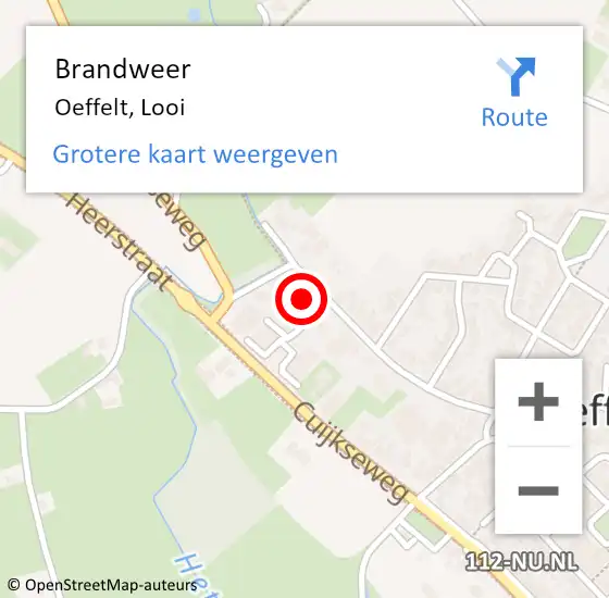 Locatie op kaart van de 112 melding: Brandweer Oeffelt, Looi op 28 januari 2015 21:22