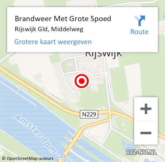 Locatie op kaart van de 112 melding: Brandweer Met Grote Spoed Naar Rijswijk Gld, Middelweg op 28 januari 2015 21:30