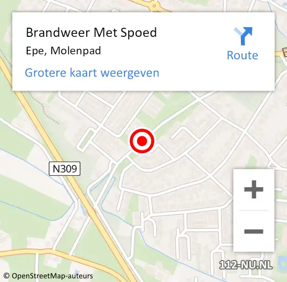 Locatie op kaart van de 112 melding: Brandweer Met Spoed Naar Epe, Molenpad op 28 oktober 2013 13:12