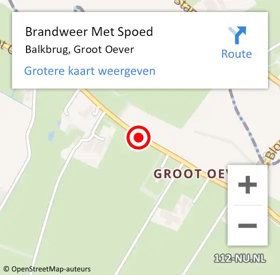 Locatie op kaart van de 112 melding: Brandweer Met Spoed Naar Balkbrug, Groot Oever op 28 oktober 2013 13:12