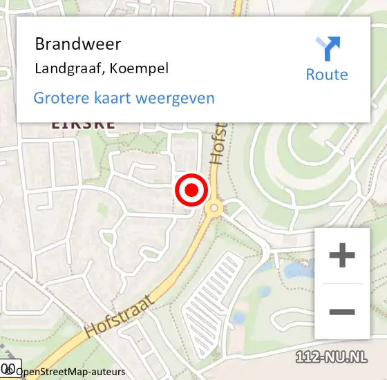 Locatie op kaart van de 112 melding: Brandweer Landgraaf, Koempel op 28 januari 2015 22:30