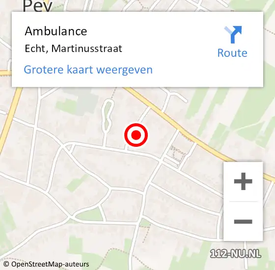 Locatie op kaart van de 112 melding: Ambulance Echt, Martinusstraat op 28 januari 2015 23:08