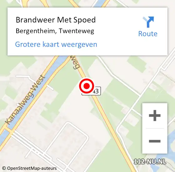 Locatie op kaart van de 112 melding: Brandweer Met Spoed Naar Bergentheim, Twenteweg op 28 oktober 2013 13:13