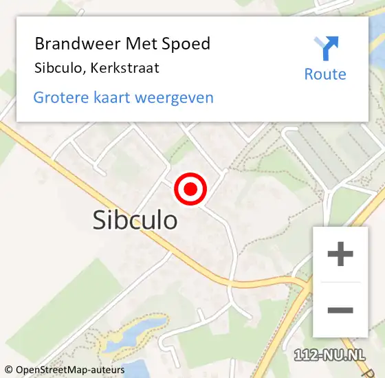 Locatie op kaart van de 112 melding: Brandweer Met Spoed Naar Sibculo, Kerkstraat op 28 oktober 2013 13:14