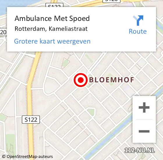 Locatie op kaart van de 112 melding: Ambulance Met Spoed Naar Rotterdam, Kameliastraat op 29 januari 2015 01:23