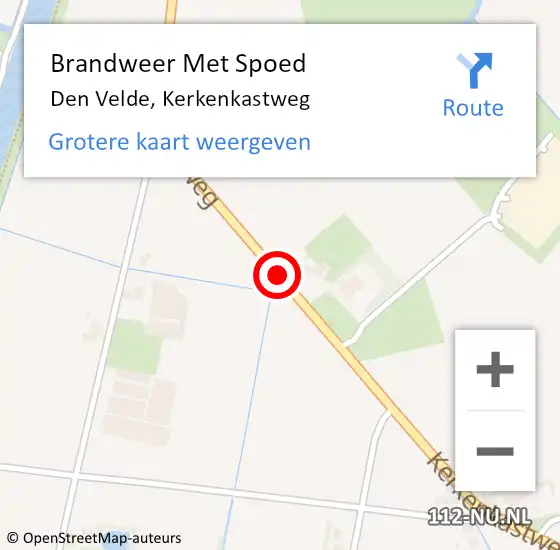 Locatie op kaart van de 112 melding: Brandweer Met Spoed Naar Den Velde, Kerkenkastweg op 28 oktober 2013 13:14