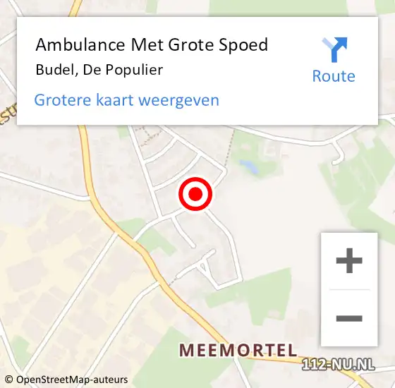 Locatie op kaart van de 112 melding: Ambulance Met Grote Spoed Naar Budel, De Populier op 29 januari 2015 01:44