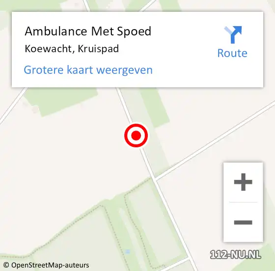 Locatie op kaart van de 112 melding: Ambulance Met Spoed Naar Koewacht, Kruispad op 29 januari 2015 02:36