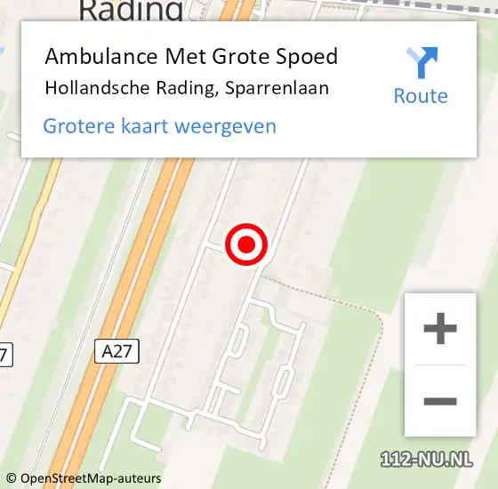 Locatie op kaart van de 112 melding: Ambulance Met Grote Spoed Naar Hollandsche Rading, Sparrenlaan op 29 januari 2015 03:23