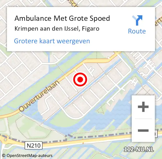 Locatie op kaart van de 112 melding: Ambulance Met Grote Spoed Naar Krimpen aan den IJssel, Figaro op 29 januari 2015 04:15