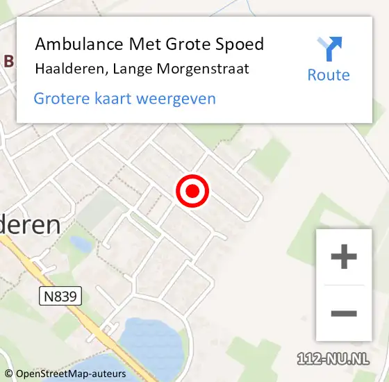 Locatie op kaart van de 112 melding: Ambulance Met Grote Spoed Naar Haalderen, Lange Morgenstraat op 29 januari 2015 06:43