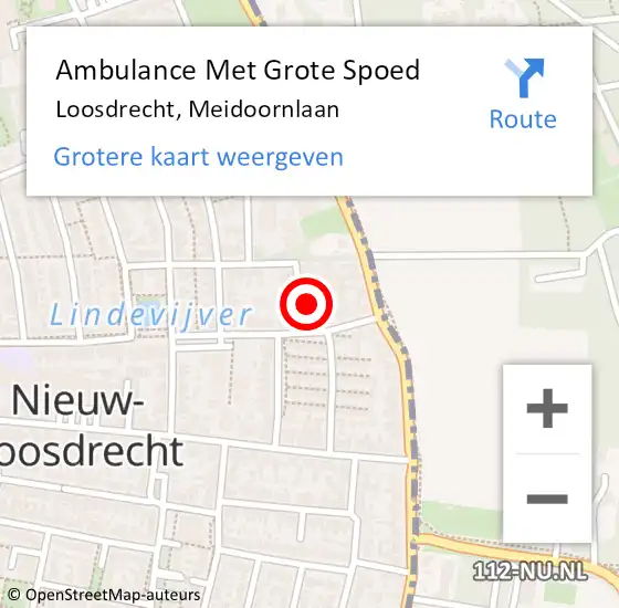 Locatie op kaart van de 112 melding: Ambulance Met Grote Spoed Naar Loosdrecht, Meidoornlaan op 29 januari 2015 06:49