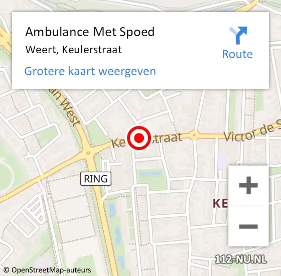 Locatie op kaart van de 112 melding: Ambulance Met Spoed Naar Weert, Keulerstraat op 29 januari 2015 07:14