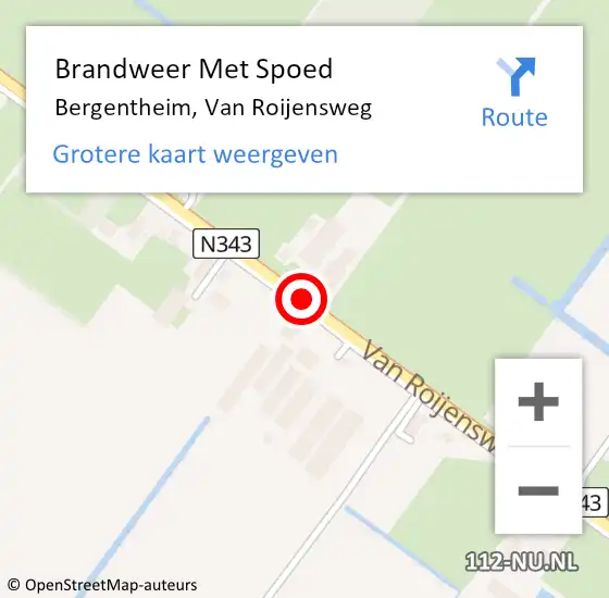 Locatie op kaart van de 112 melding: Brandweer Met Spoed Naar Bergentheim, Van Roijensweg op 28 oktober 2013 13:18