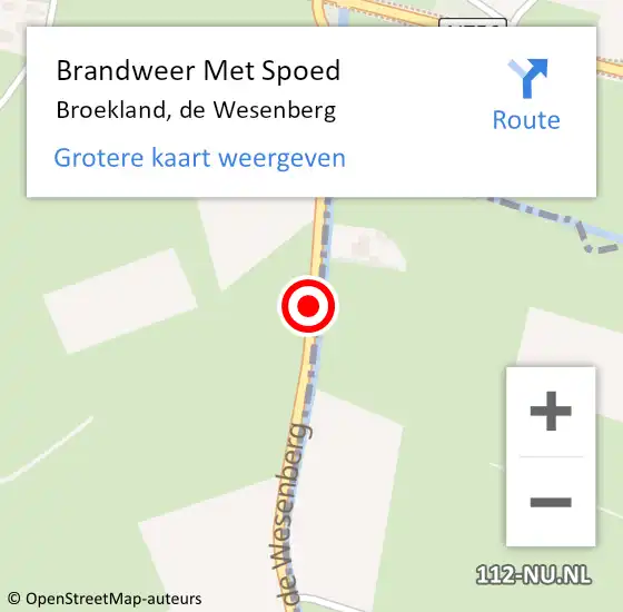 Locatie op kaart van de 112 melding: Brandweer Met Spoed Naar Broekland, de Wesenberg op 28 oktober 2013 13:18