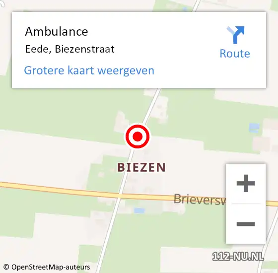 Locatie op kaart van de 112 melding: Ambulance Eede, Biezenstraat op 29 januari 2015 07:59