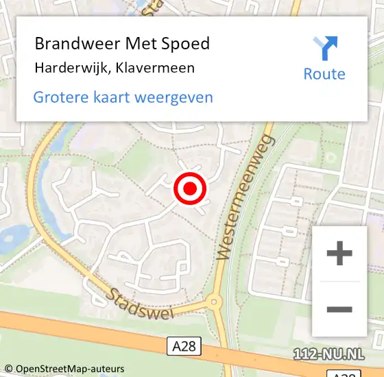 Locatie op kaart van de 112 melding: Brandweer Met Spoed Naar Harderwijk, Klavermeen op 28 oktober 2013 13:19