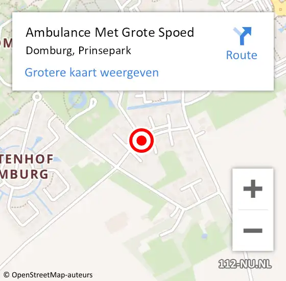 Locatie op kaart van de 112 melding: Ambulance Met Grote Spoed Naar Domburg, Prinsepark op 29 januari 2015 08:23