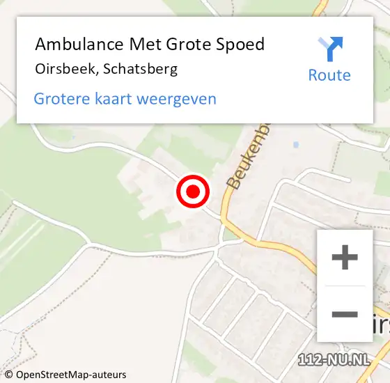 Locatie op kaart van de 112 melding: Ambulance Met Grote Spoed Naar Oirsbeek, Schatsberg op 29 januari 2015 08:24