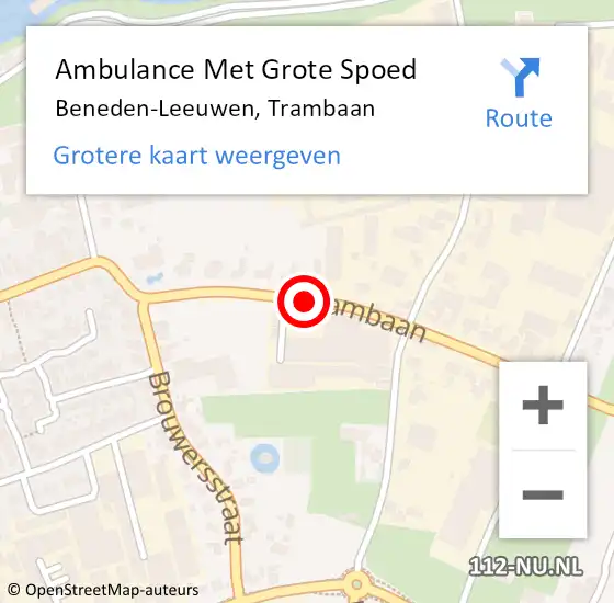 Locatie op kaart van de 112 melding: Ambulance Met Grote Spoed Naar Beneden-Leeuwen, Trambaan op 29 januari 2015 08:29