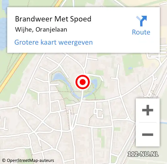 Locatie op kaart van de 112 melding: Brandweer Met Spoed Naar Wijhe, Oranjelaan op 28 oktober 2013 13:19