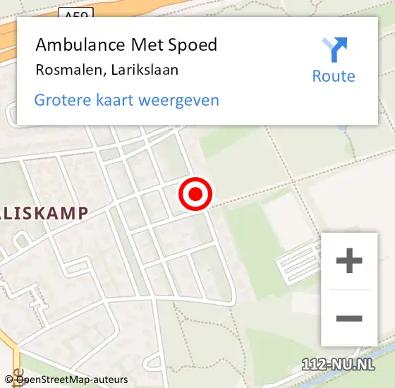 Locatie op kaart van de 112 melding: Ambulance Met Spoed Naar Rosmalen, Larikslaan op 29 januari 2015 08:57