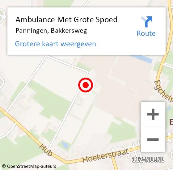 Locatie op kaart van de 112 melding: Ambulance Met Grote Spoed Naar Panningen, Bakkersweg op 29 januari 2015 09:13