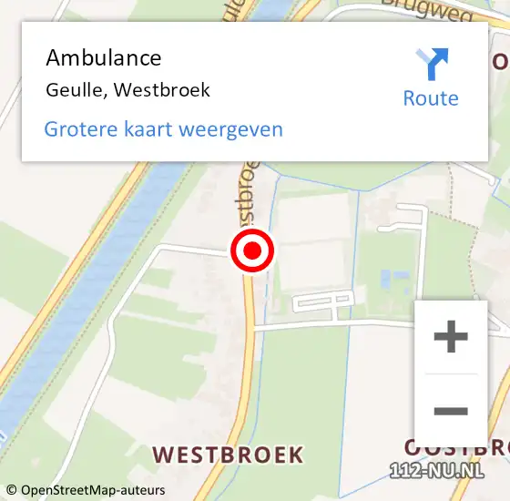 Locatie op kaart van de 112 melding: Ambulance Geulle, Westbroek op 29 januari 2015 09:25