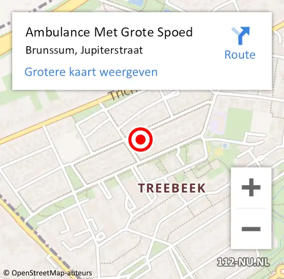 Locatie op kaart van de 112 melding: Ambulance Met Grote Spoed Naar Brunssum, Jupiterstraat op 29 januari 2015 10:07