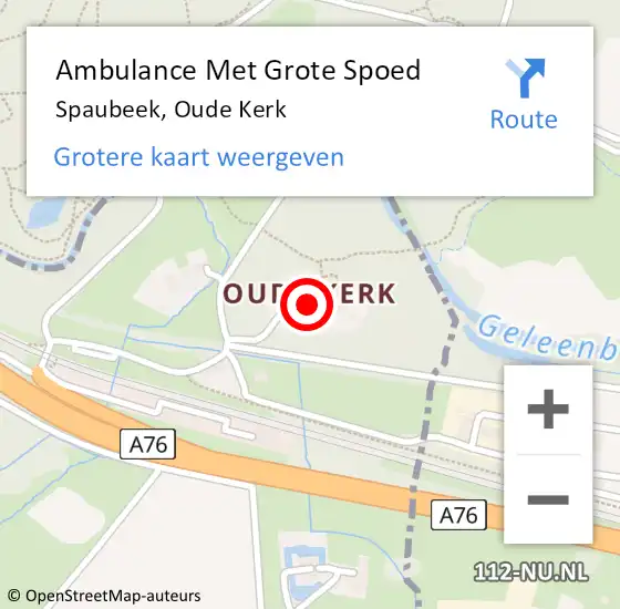 Locatie op kaart van de 112 melding: Ambulance Met Grote Spoed Naar Spaubeek, Oude Kerk op 29 januari 2015 10:42