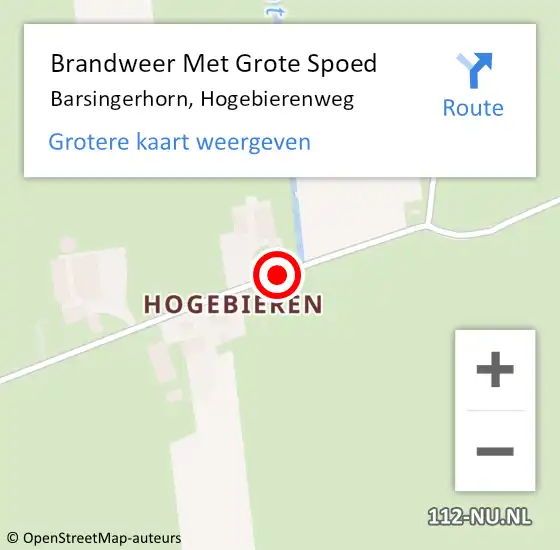 Locatie op kaart van de 112 melding: Brandweer Met Grote Spoed Naar Barsingerhorn, Hogebierenweg op 29 januari 2015 11:24