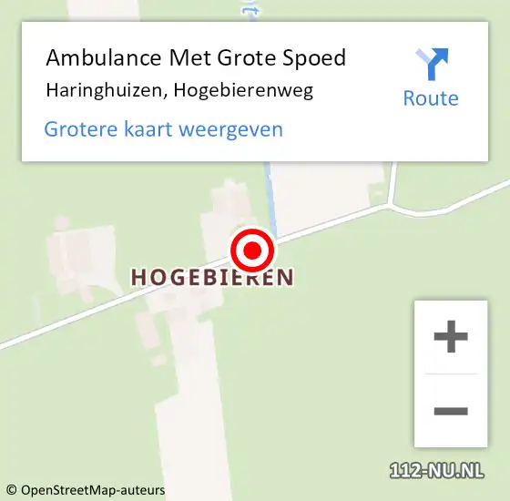 Locatie op kaart van de 112 melding: Ambulance Met Grote Spoed Naar Barsingerhorn, Hogebierenweg op 29 januari 2015 11:24