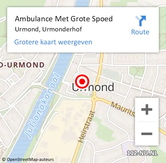 Locatie op kaart van de 112 melding: Ambulance Met Grote Spoed Naar Urmond, Urmonderhof op 29 januari 2015 11:45