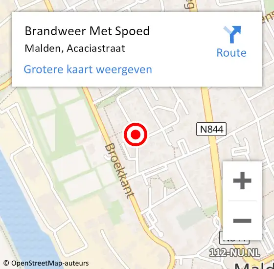 Locatie op kaart van de 112 melding: Brandweer Met Spoed Naar Malden, Acaciastraat op 28 oktober 2013 13:30