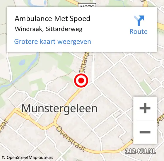 Locatie op kaart van de 112 melding: Ambulance Met Spoed Naar Windraak, Sittarderweg op 29 januari 2015 13:18