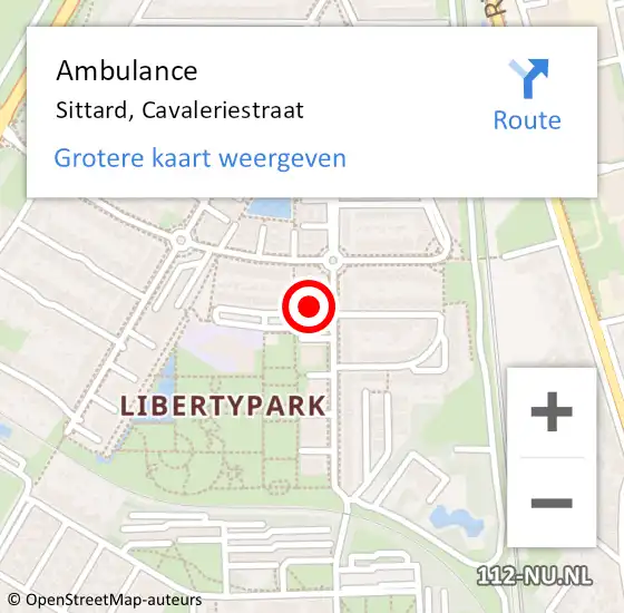 Locatie op kaart van de 112 melding: Ambulance Sittard, Cavaleriestraat op 29 januari 2015 13:22