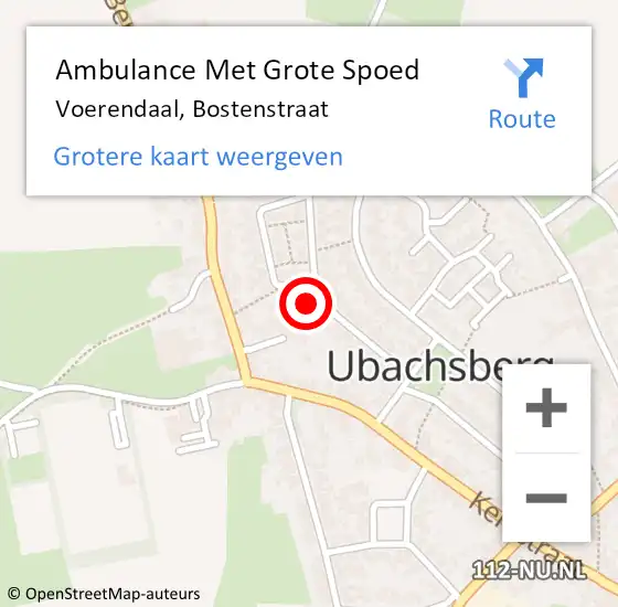 Locatie op kaart van de 112 melding: Ambulance Met Grote Spoed Naar Voerendaal, Bostenstraat op 29 januari 2015 13:37