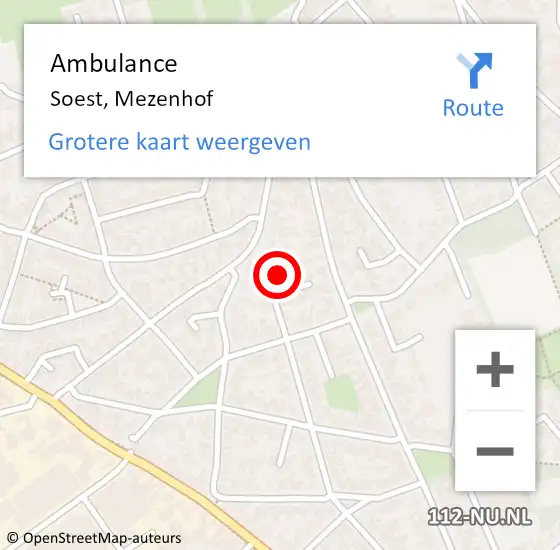 Locatie op kaart van de 112 melding: Ambulance Soest, Mezenhof op 29 januari 2015 13:43