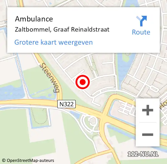Locatie op kaart van de 112 melding: Ambulance Zaltbommel, Graaf Reinaldstraat op 29 januari 2015 13:51