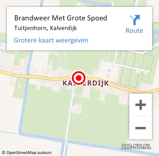 Locatie op kaart van de 112 melding: Brandweer Met Grote Spoed Naar Tuitjenhorn, Kalverdijk op 29 januari 2015 13:55