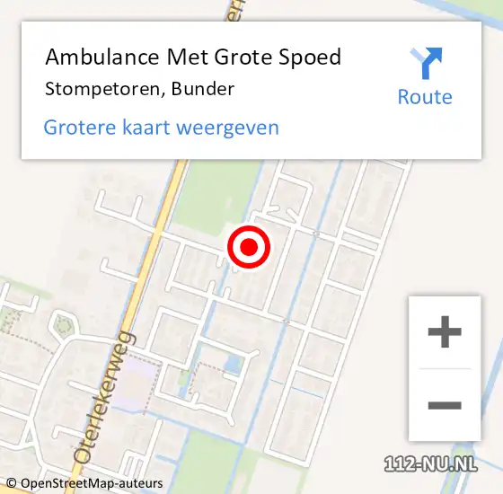 Locatie op kaart van de 112 melding: Ambulance Met Grote Spoed Naar Stompetoren, Bunder op 28 oktober 2013 13:33