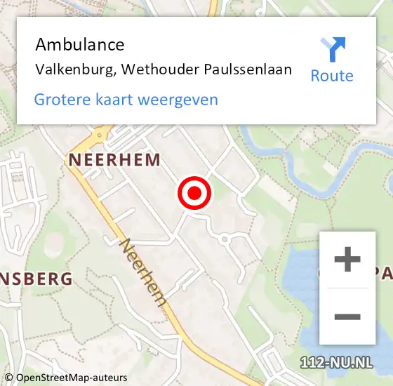 Locatie op kaart van de 112 melding: Ambulance Valkenburg, Wethouder Paulssenlaan op 29 januari 2015 14:40