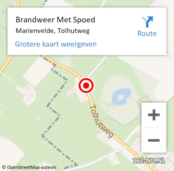 Locatie op kaart van de 112 melding: Brandweer Met Spoed Naar Marienvelde, Tolhutweg op 28 oktober 2013 13:33