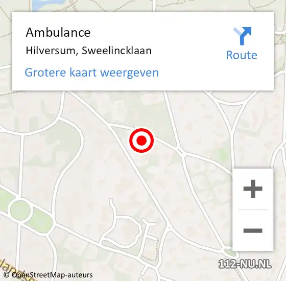 Locatie op kaart van de 112 melding: Ambulance Hilversum, Sweelincklaan op 29 januari 2015 15:00