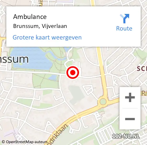 Locatie op kaart van de 112 melding: Ambulance Brunssum, Vijverlaan op 29 januari 2015 15:02