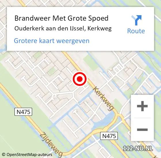 Locatie op kaart van de 112 melding: Brandweer Met Grote Spoed Naar Ouderkerk aan den IJssel, Kerkweg op 29 januari 2015 15:09