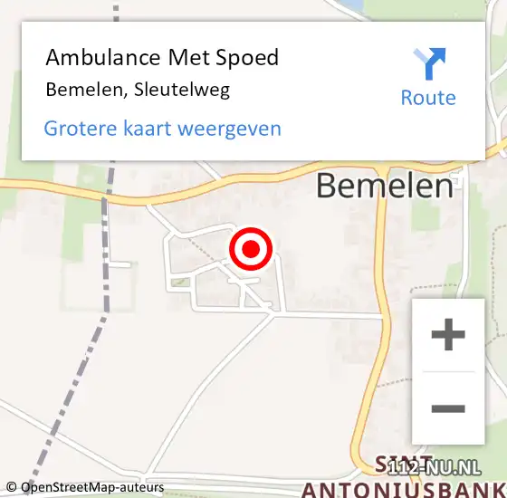 Locatie op kaart van de 112 melding: Ambulance Met Spoed Naar Bemelen, Sleutelweg op 29 januari 2015 15:42