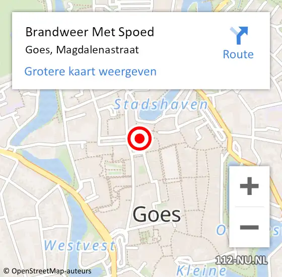 Locatie op kaart van de 112 melding: Brandweer Met Spoed Naar Goes, Magdalenastraat op 11 september 2013 04:31